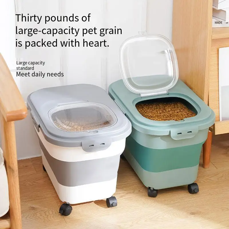 HAEZU Tierfutter Behälter Faltbar - 12kg Luftdicht Mit Rollen & Schaufel