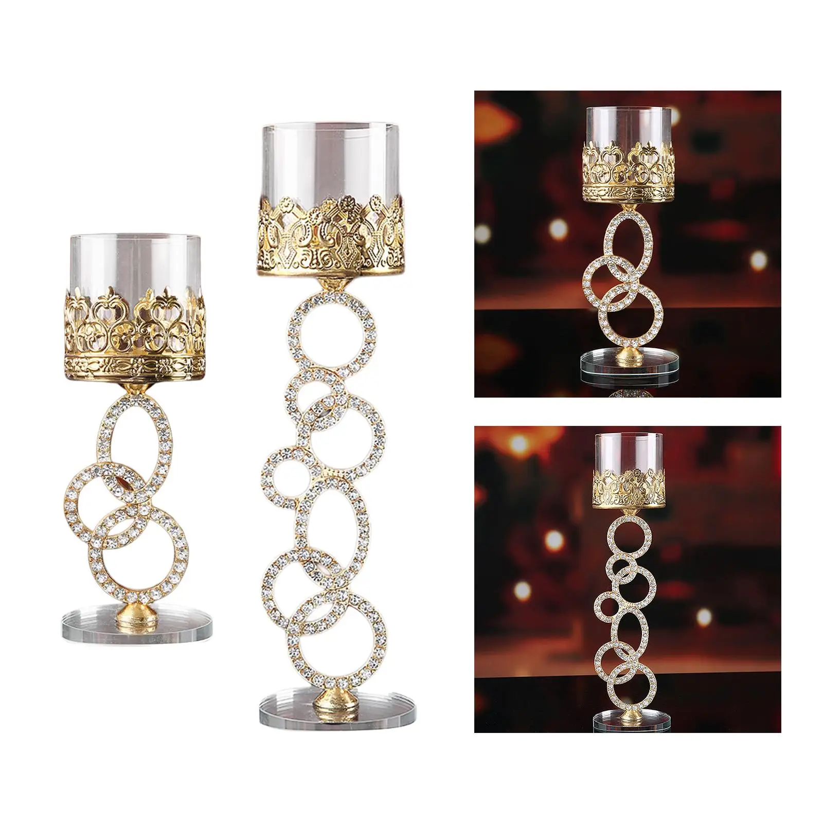 Glass Crystal Candlestick, Creative Candle Holders for Tabletop Cafe Event Party