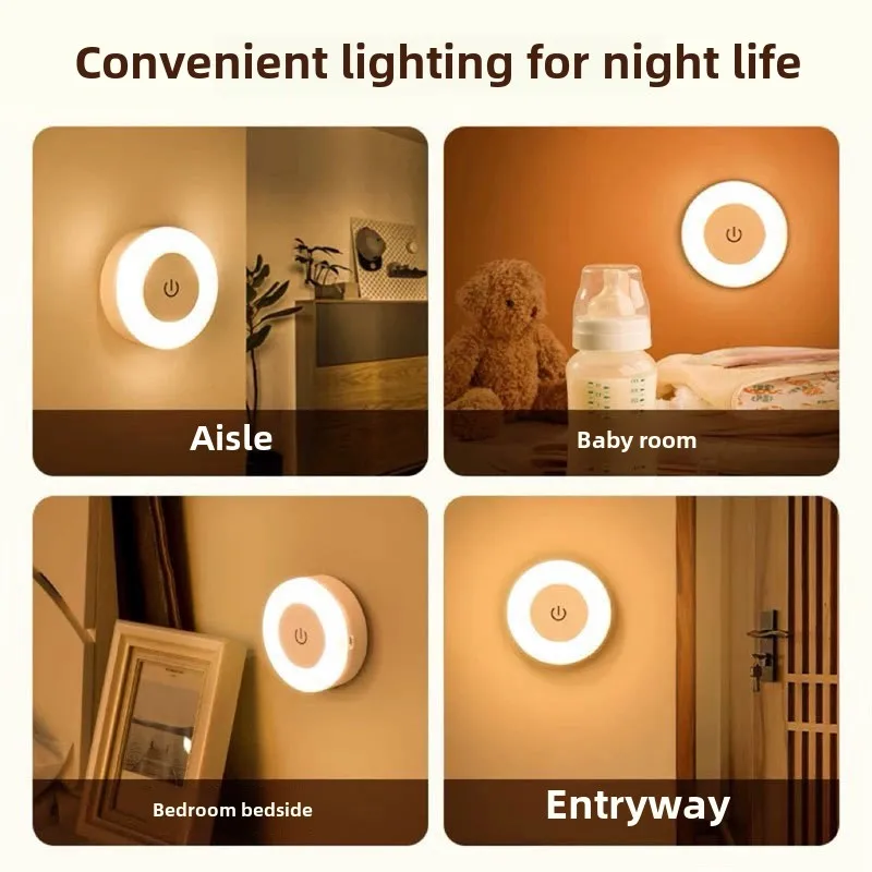 Touch-sensitive Charging Led Night Light Bedroom Corridor Energy-saving Bedside Light Baby Feeding Night