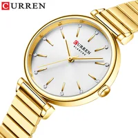 CURREN 9081 Women Quartz Watch Round Silvery Golden Clock Simple Fashion Casual Wristwatch for Ladie 1