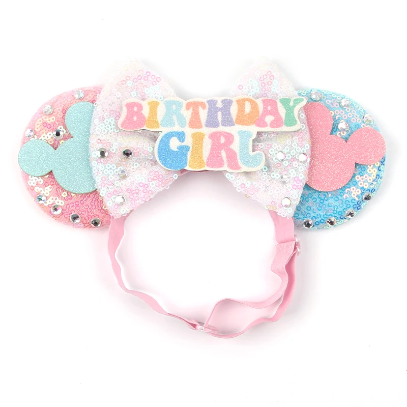 2026 3,3" Minnie Mickey Ohren Elastische Stirnbänder Neugeborenen Mode Glitzer Verstellbares Haarband Baby DIY Haaraccessoires – Detail 38