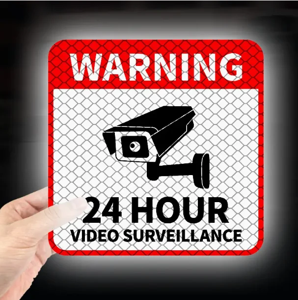 Enhanced Video Surveillance Warning Sticker - Waterproof UV-Resistant Vinyl, Anti-Scratch, Transparent Text Design
