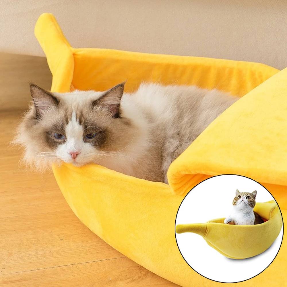 BananaCatBedHouseCuteBananaPuppyCushionKennelWarmSoftPetBet