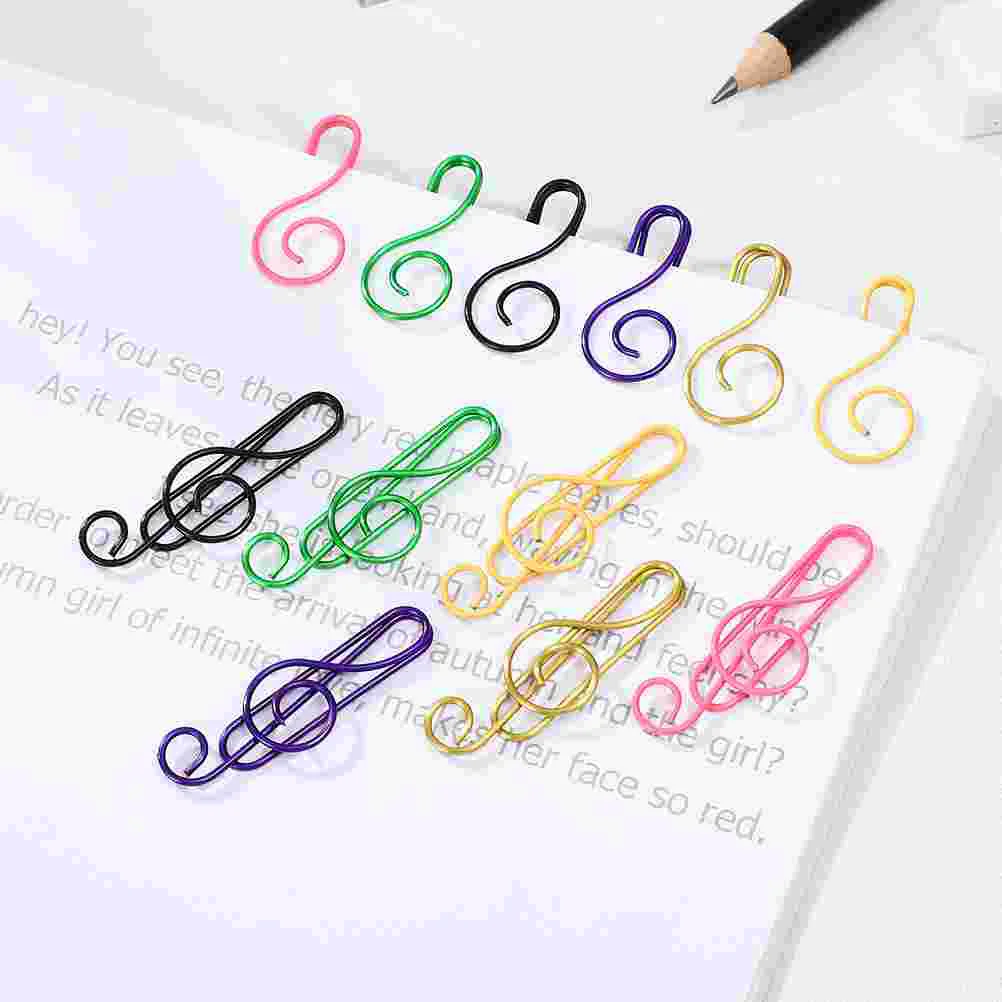 Unique Music Note Shaped Clip Paperclip Note Shaped Clip Colorful Metal Clip Use Document Paper Clip Office Supply