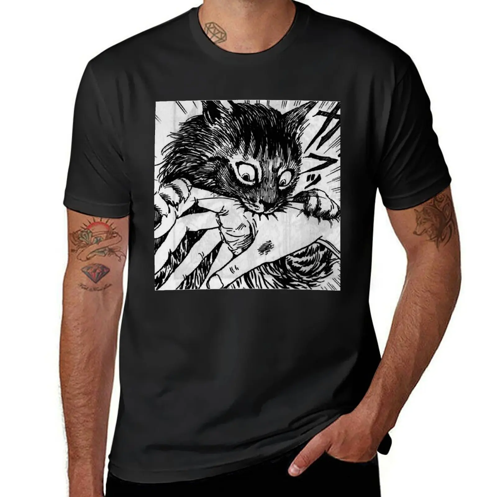 Cat Bite Hand Classic . T-Shirt oversizeds aesthetic clothes summer tops designer t shirt men