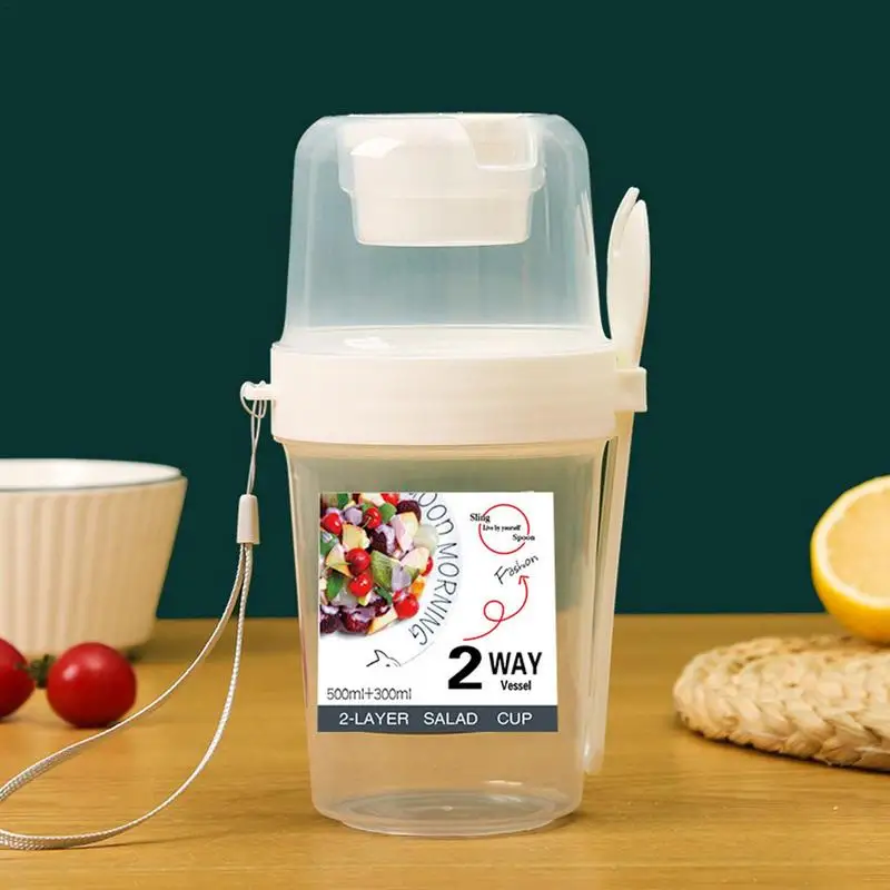 Breakfast Oatmeal Cereal Nut Yogurt Salad Cup Seal Container Set With Fork Sauce Cup Lid Bento Tuppers Food Taper Bowl Lunch Box 4