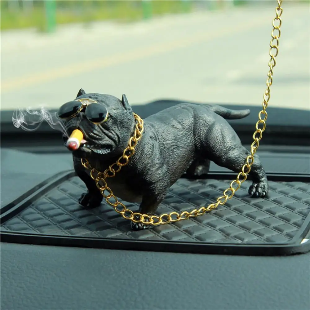 

Figurine Car Interior Decoration Cool Dog Glasses Chain Doll Home Office Desk