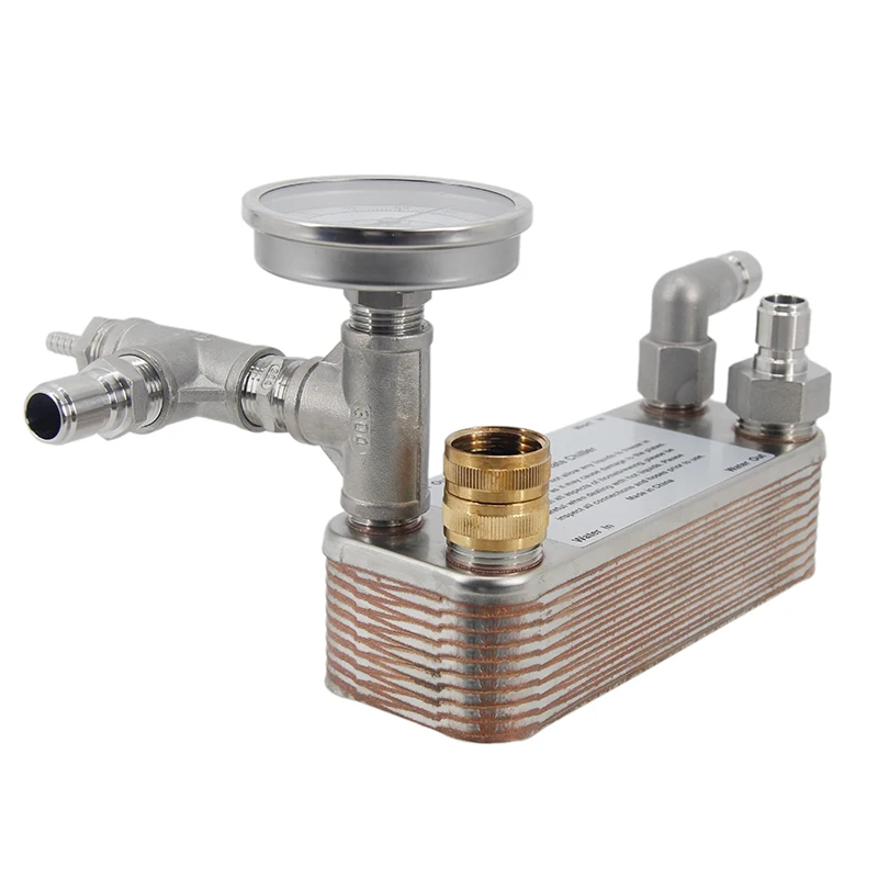 Plate Wort Chiller Inline Thermometer & Oxygenation Package Male Quick