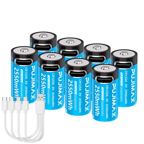 PUJIMAX Type-C Rechargeable CR123A 2550mWh 3V Lithium Battery Rechargeable Battery High Capacity  Portable Stable Output - Image 8