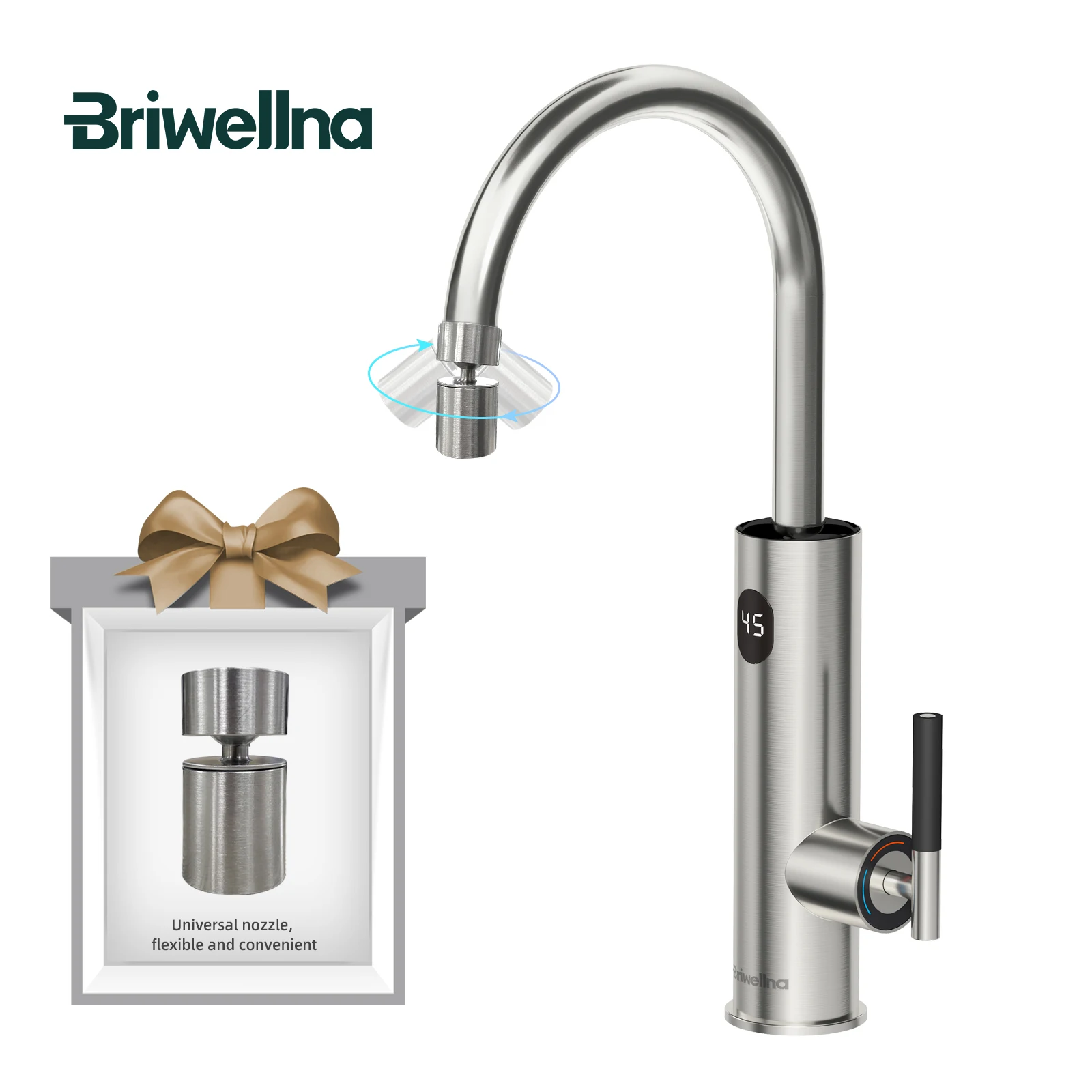 Briwellna Instant Hot Water Tap With Flexible Extender Nozzle 220V