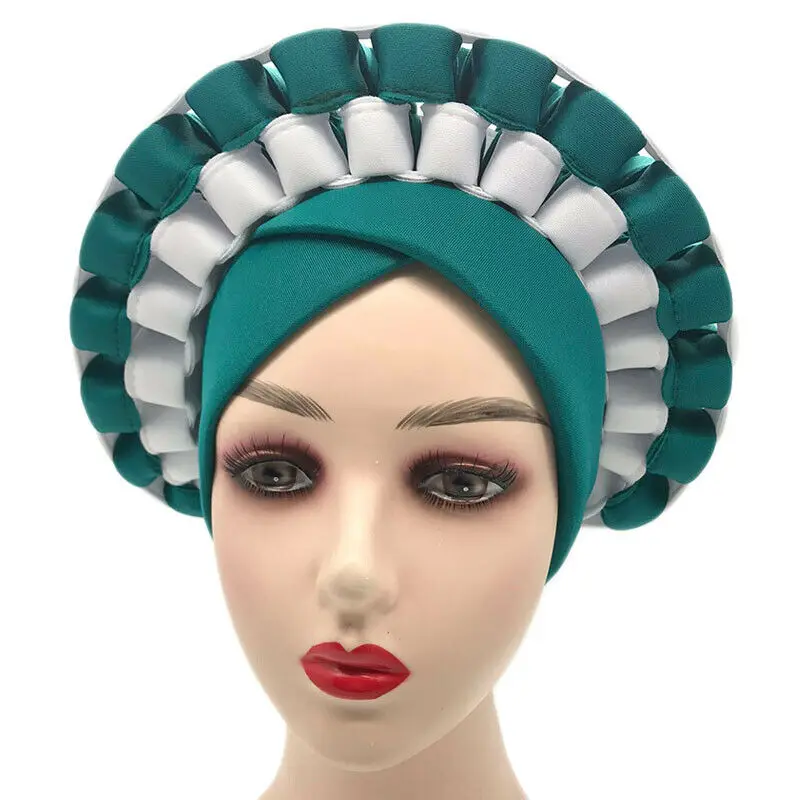 

African Auto Gele Headties Ready To Wear Women Turban Cap Muslim Hijab Nigerian Head Wrap Traditional Wedding Aso Oke Hat Bonnet