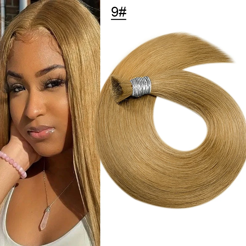100% Real Human Hair Bulk Hair Machine Made Virgin Remy Straight Bulk 18-30inch 100g Natural Blonde Extension No Weft human hair extensions