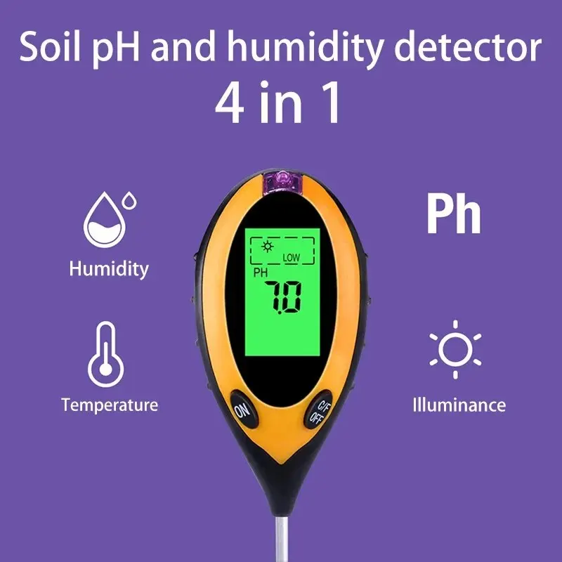 Soil Tester Soil PH and Humidity Tester Nutrient Water Tester High Precision Household Gardening Flower Grass Fertility Meter 1PC