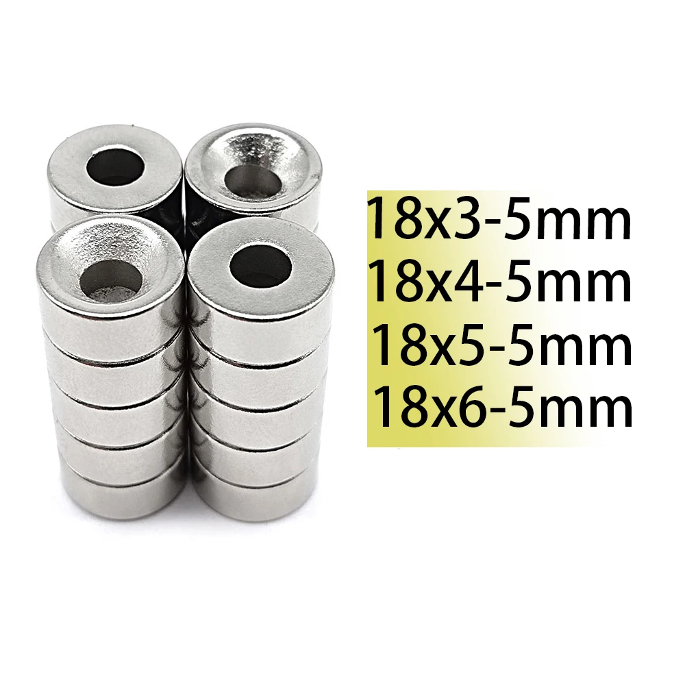 

18x3-5 18x4-5 18x5-5 18x6-5 N35 NdFeB hole 5mm Neodymium Magnet Super Powerful Round Countersink Disc Magnetic Ring Motor