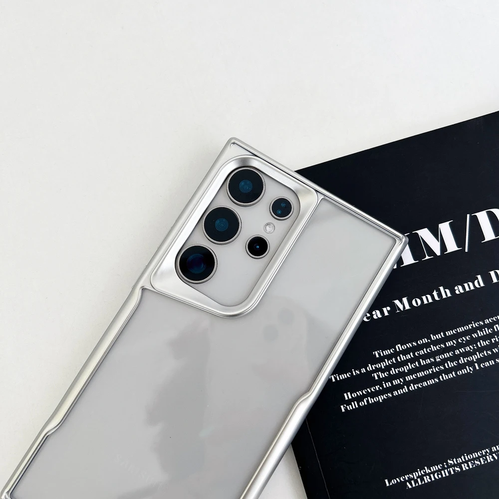 Coque de téléphone antichoc en acrylique transparent avec placage mat pour Samsung Galaxy S24 S23 S22 Ultra S24 Plus avec bords en TPU souple_voghion.com