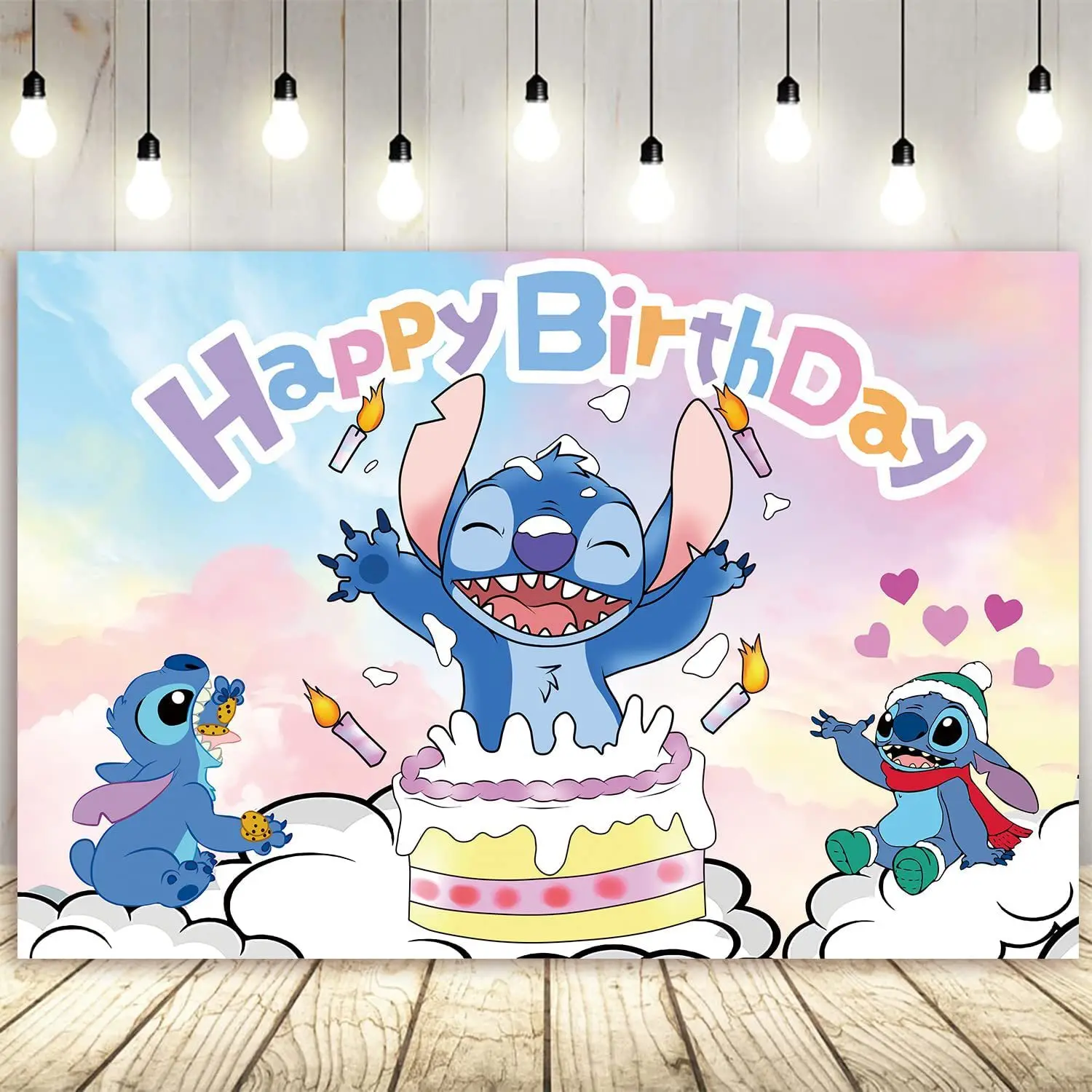 Toile de Fond Thème de la Série Disney Stitch pour ixd'Anniversaire,  Bannière de Photographie, Décoration, Cadeau d'Anniversaire pour Enfant -  AliExpress