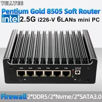Intel Pentium Gold 8505 Soft Router 6 Lans i226-V 2.5G Fanless Mini PC COM HD DP USB Type-C DDR5 SATA pfSense Firewall Appliance 1