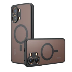 Magsafe Magnetic Wireless Charging Translucent Matte Hard Case Cover for Redmi Turbo 5 (Black)