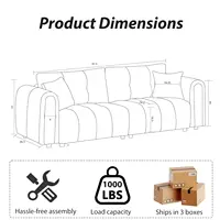 91.5"Mid-Century Modern Boucle Sofas for Living Room,Comfy Sherpa Cloud Couch,Oversized Loveseat Couches for Bedroom-Customized 2