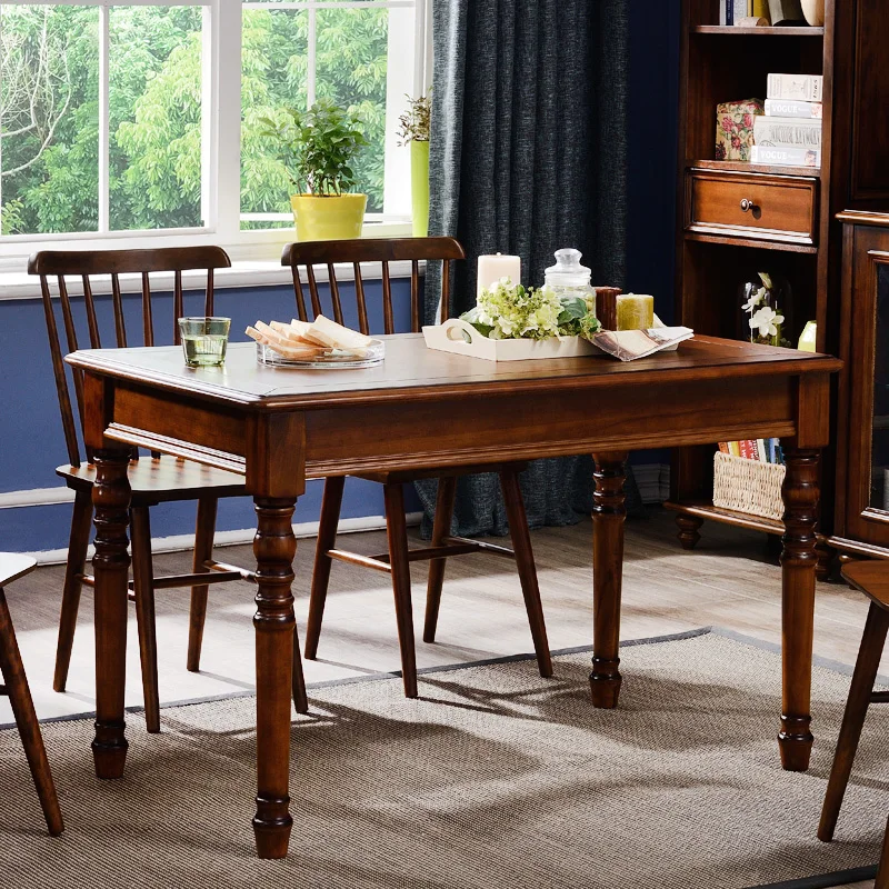 

Мебель для маленькой квартиры, американский деревенский обеденный стол и стулья из массива дерева