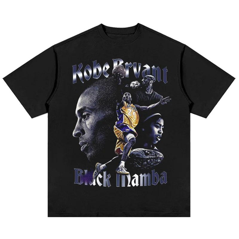 

Kobe KOBE Commemorative Printed Short-Sleeved T-shirt Spring and Summer NBA Star Tops Loose Heavy Cotton Trendy Clothes Tops