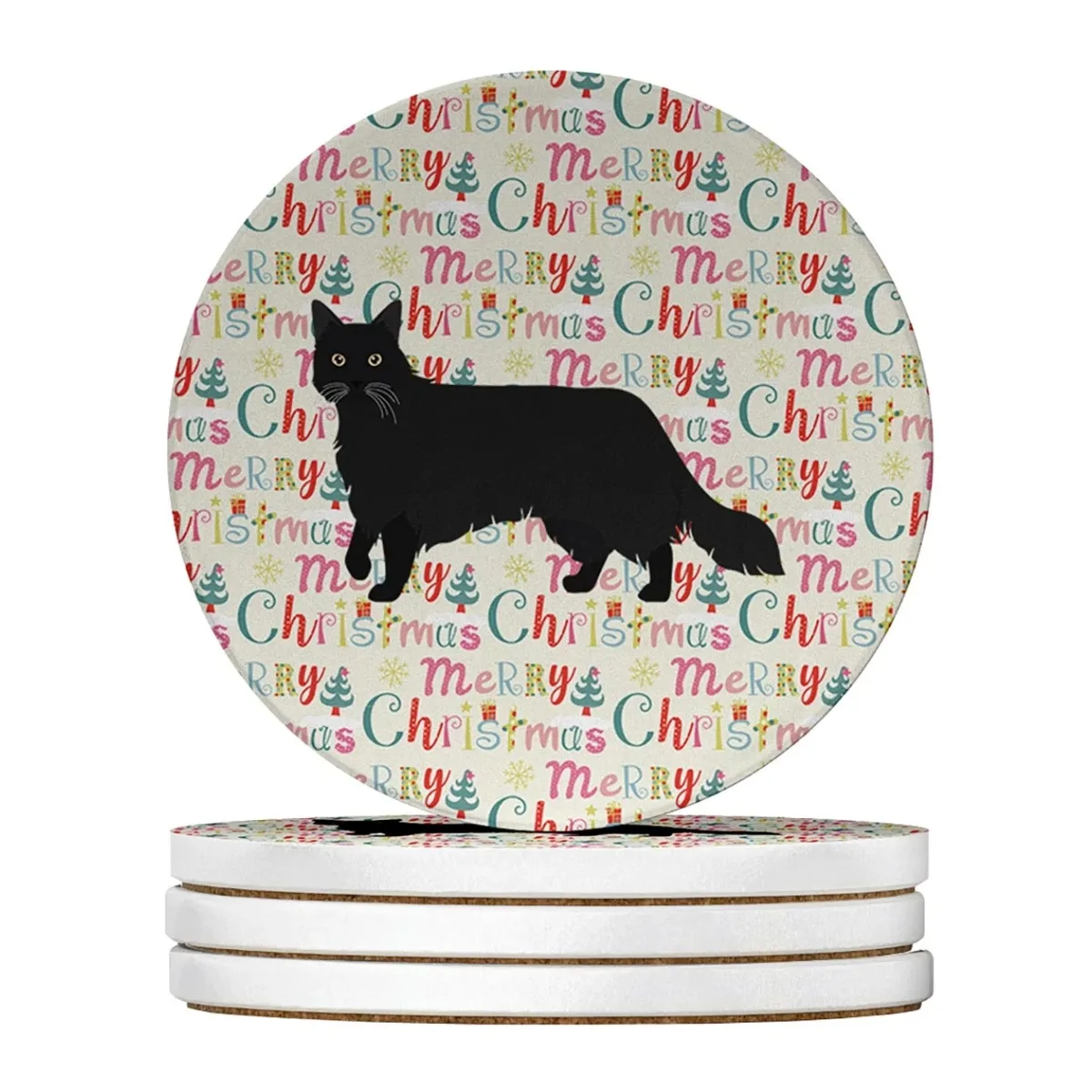 

Black Chantilly Tiffany Cat Christmas Large Sandstone Coasters Pack of 4 4 in x 4 in