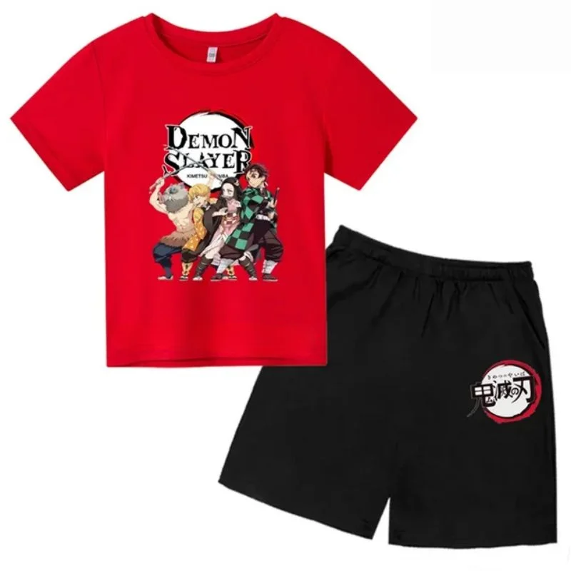 thumbnail image 1 of Conjunto de camiseta y pantalones cortos con estampado de Kamado Nezuko de Demon Slayer para adolescentes y niños, ropa de manga corta para niños y niñas, 1 of 5