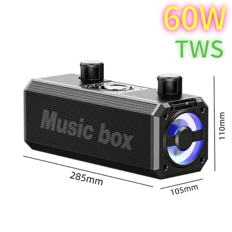 

60 Вт аудитория Bocinas Bluetooth домашний караоке беспроводной микрофон домашний KTV набор громкий динамик портативный сабвуфер TWS BoomBox TF/RGB