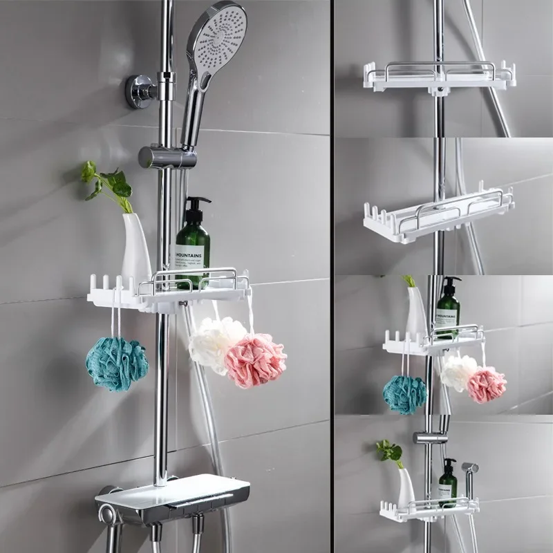 New Models Extendable Shower Shelf Bathroom Shelf Without Drilling Shampoo Tray Shower Storage Holder Bathroom Accessories 4