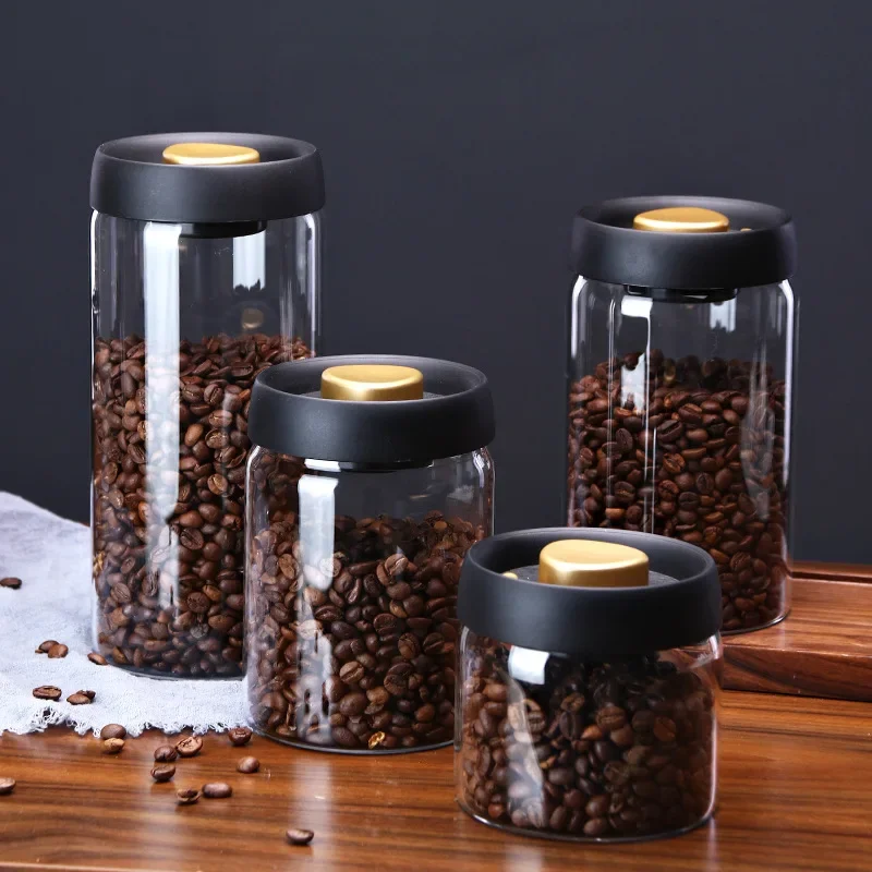 Vacuum Sealed Jar Coffee Bean Storage Bottle Kitchen Food Grain Tea Glass Jar Fresh Storage Jar Kitchen Accessories Oil jar Vase 2