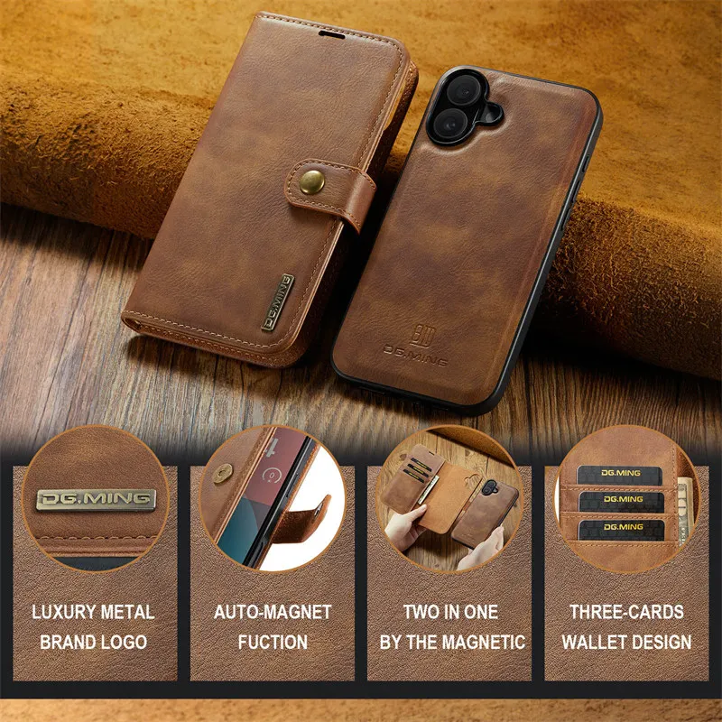 Custodia Portafoglio Per Oneplus 10 Pro, 2 In 1 Staccabile In Pelle Con Supporto E Porta Carte, Marrone