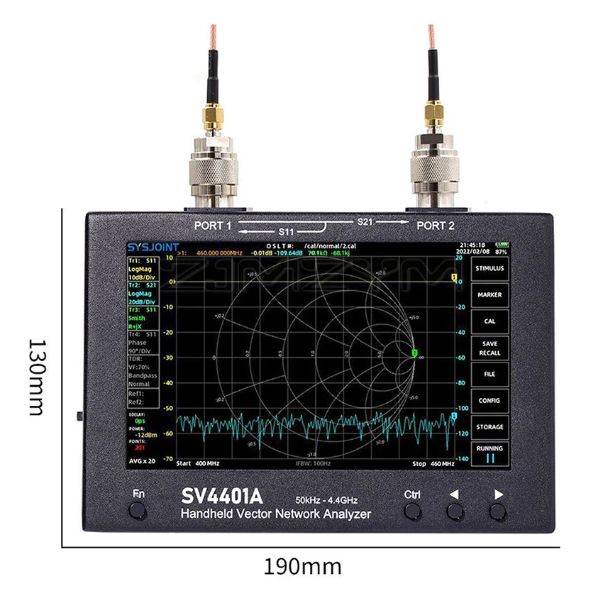 SV4401A 7 inch Touch LCD 50KHz~4.4GHz Vector Network Analyzer HF VHF UHF Antenna Analyzer Upgrade of NanoVNA VNA FCC CE 6