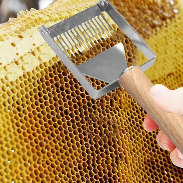 Mézes Villa Rozsdamentes Acél Méheszerékek Méhsejt Késsel Uncapper Méhész Tine Hive Scraper Tool Wooden
