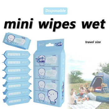 64 pezzi monouso super mini salviette umidificate portatile piccolo pacchetto estrazione salviette per la pulizia delle mani e della bocca materiale scolastico per la casa