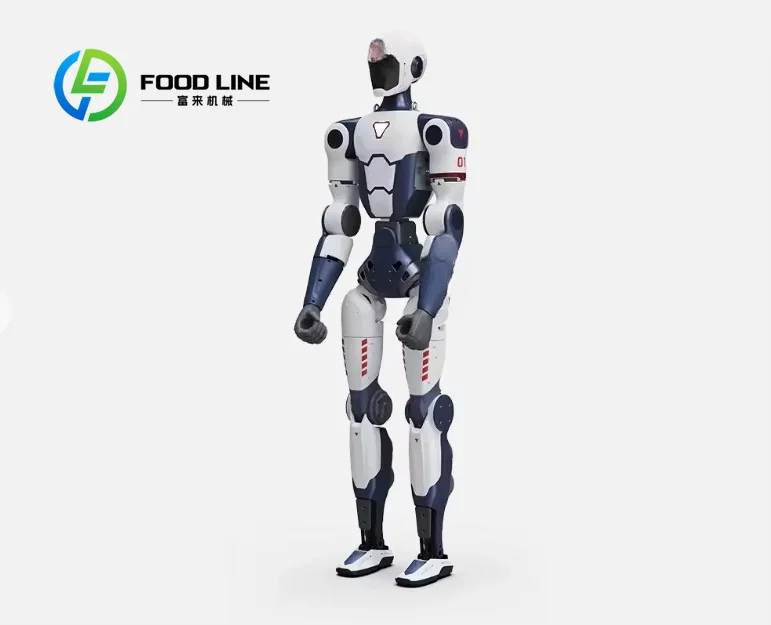 Robot umanoide per negozi di bevande prepara semplici bevande alla frutta, consegna i prodotti finiti e saluta i clienti in attesa.