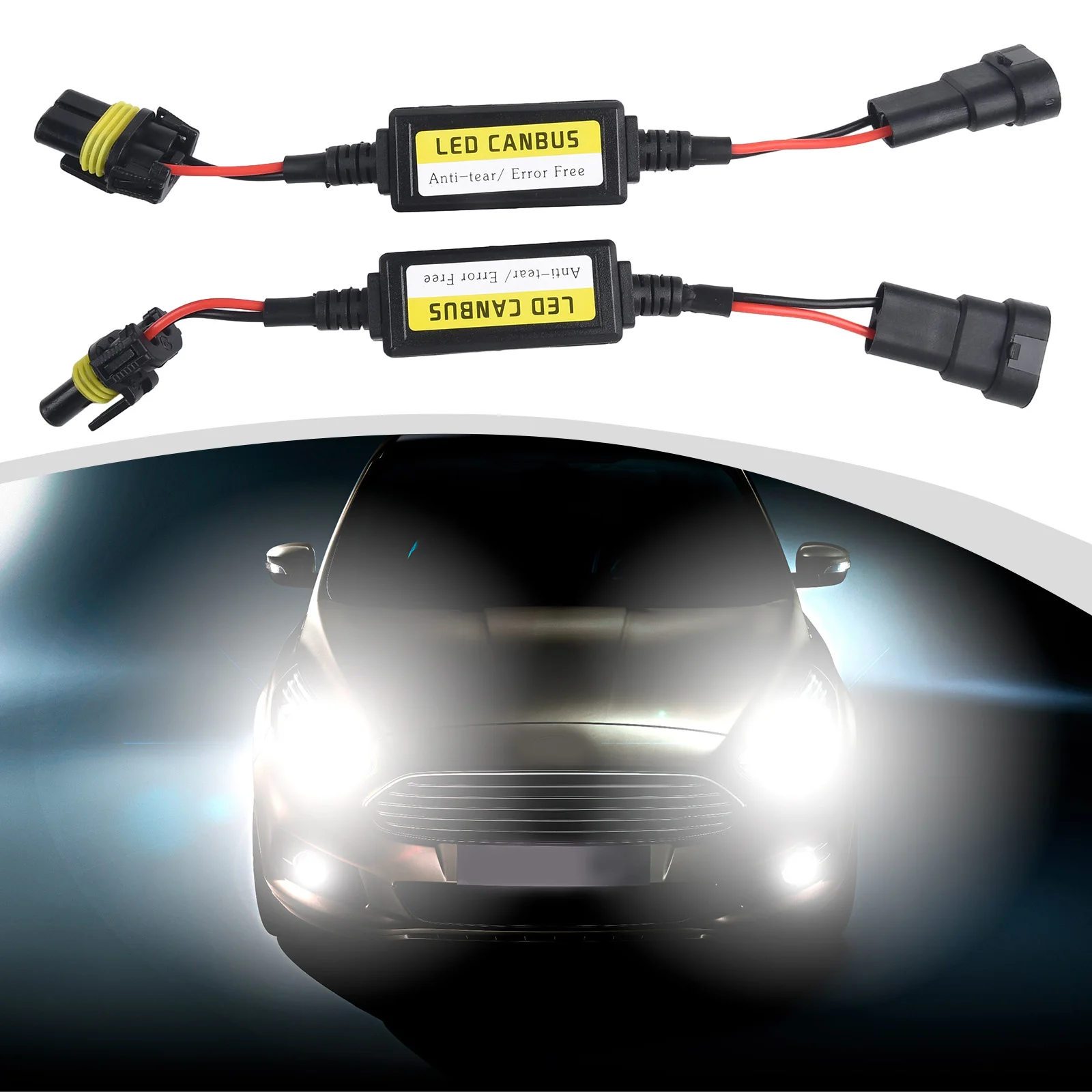 2 Pcs 9005 9006 9012 LED Headlight Canbus Decoder Error Anti Flicker Resistor Canceller AMP Connectors Car Lights Lamp