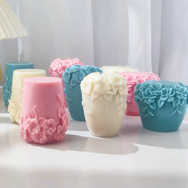 3d Flower Vine Pillar Candle Molds Silicone Mold For Handmade Candles