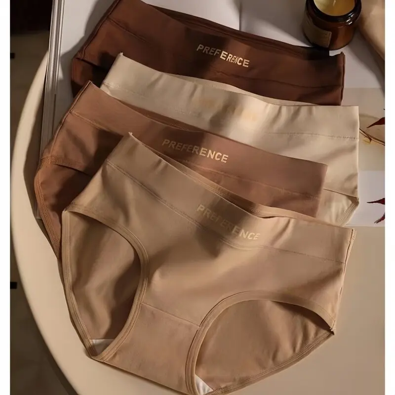 4Pcs/Set Cotton Panties Women Mid Waist Briefs Breathable Intimates Breathable Comfort Underwear M-2XL Soft Panties