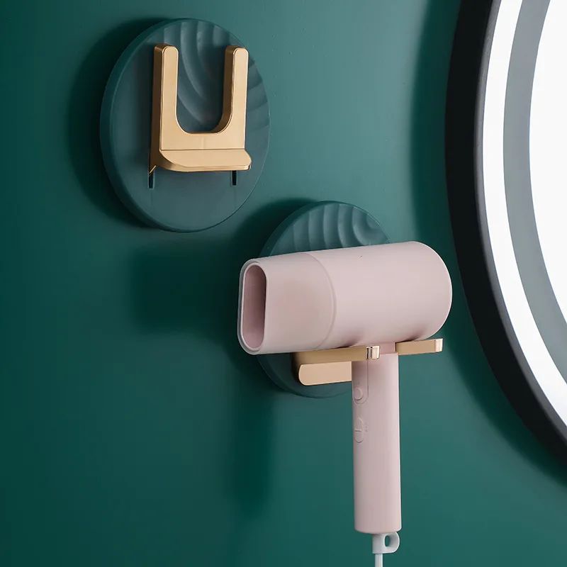 

Wall Mounted Hair Dryer Holder Folding Hair Dryer Holder Bathroom Punch-Free Wall Storage Hair Dryer Holder Organizer Shelves