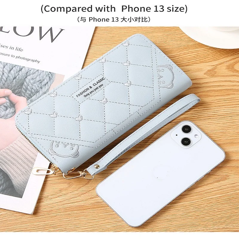 Women's Wallet Wristlet Long Clutch Zip Around Casual Leather Purse Large Capacity Credit Card Holder with Grip Hand Strap 5
