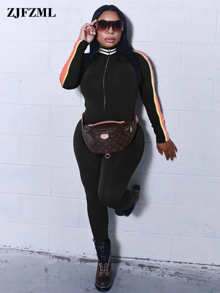 

Autumn Sporty 2 Piece Outfits Activewear For Women Sleeve Splice High Neck Jackets+Leggings Matching Sets Female Workout Suits