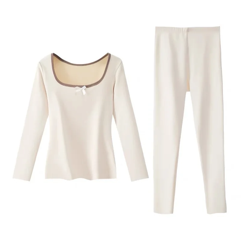 Autumn and Winter Women's German Fleece Thermal Underwear Set Female Bottoming Fall Clothing Fall Pants Pajamas Homewear