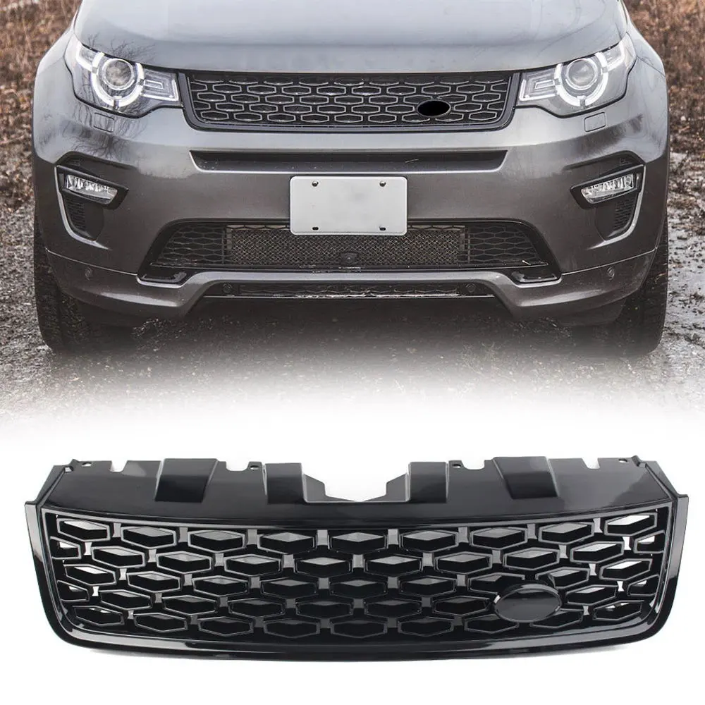 

Gloss Black Car Front Bumper Upper Grille Racing Grill For Land Rover Discovery Sport L550 2015 2016 2017 2018 DSB w/ Emblem