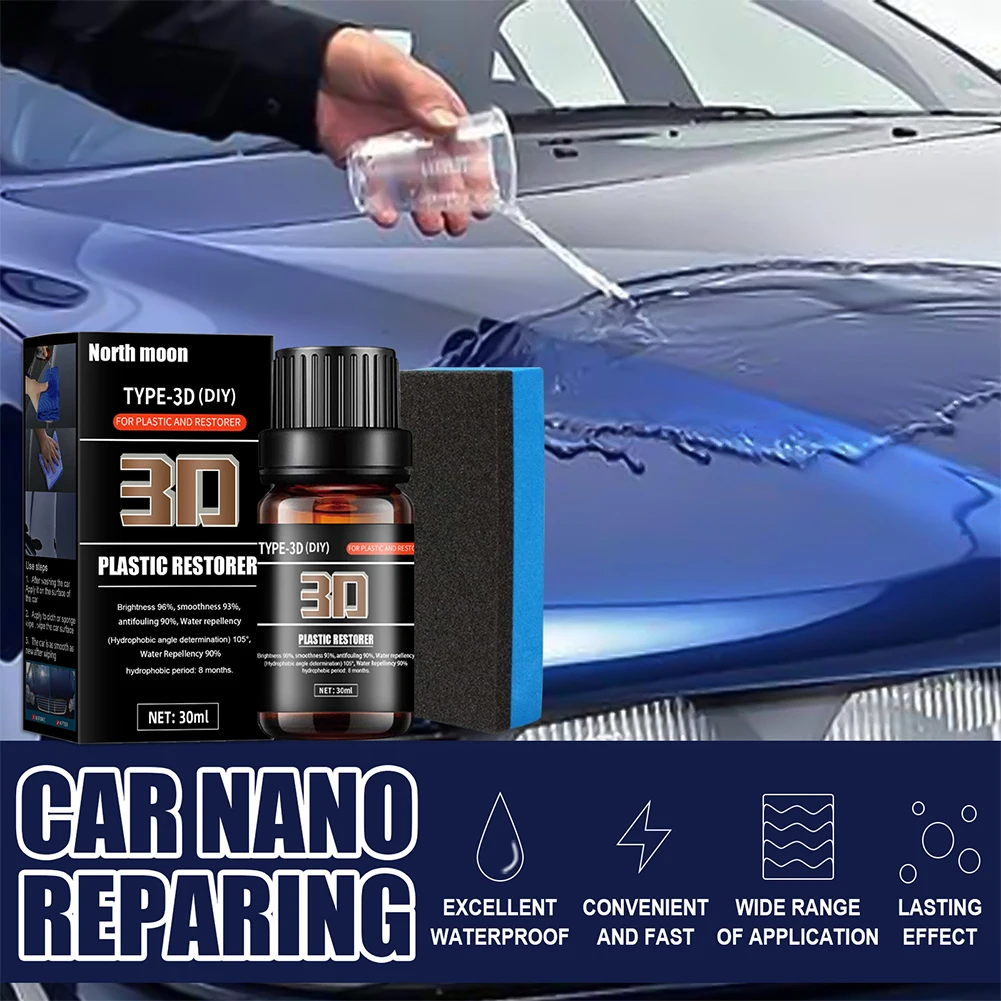 30ml Car Plastic Restore Agent Wax Long-Lasting Plastic Retreading Agent Waterproof Auto Detailing Car Repair Polish Accessories cleaning leather seats