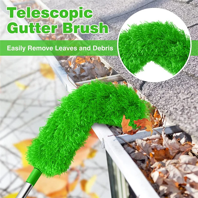 Gutter Cleaning Brush Roofing Tool Telescopic Extendable Pole 8.2Ft Guard Cleaner Tool Remove Leave