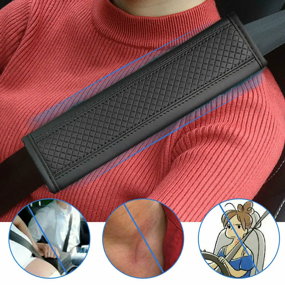 Car Seatbelt Cover PU Leather Seat Belt Pillow Pad Seat Belt Safety Strap Cover Shoulder Pads Car Accessories for Men Women covers soft seat belt shoulder pads auto seat belt cover with adjustable shoulder strap pad cartoon car seat belt cover for a