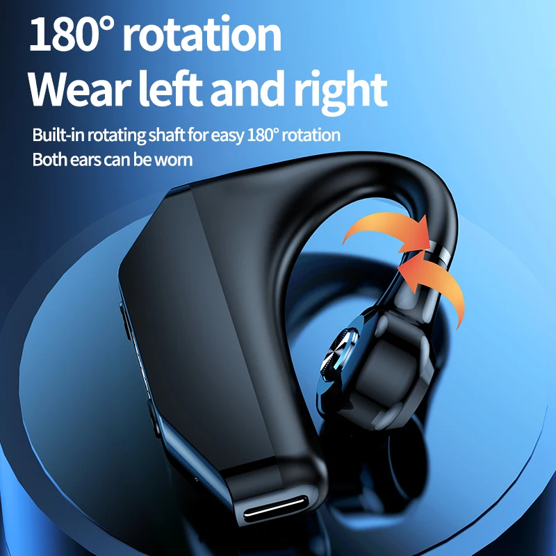 Single Earbuds Headset with Mic Bluetooth 5.2 Earphone Noise Cancelling Waterproof Earpiece Wireless Handsfree Long Standby Time