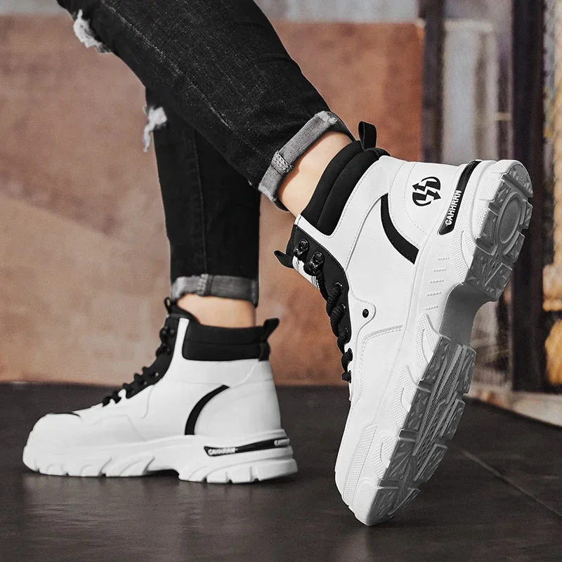 أحذية بيضاء قصيرة للرجال ، أحذية بريطانية للدراجات...