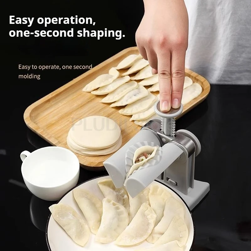 Double Head Automatic Dumpling Maker Machine 2 In 1 Press Dual Slot Design for Home Use ABS Manual Folding Dumpling Press Tool 2