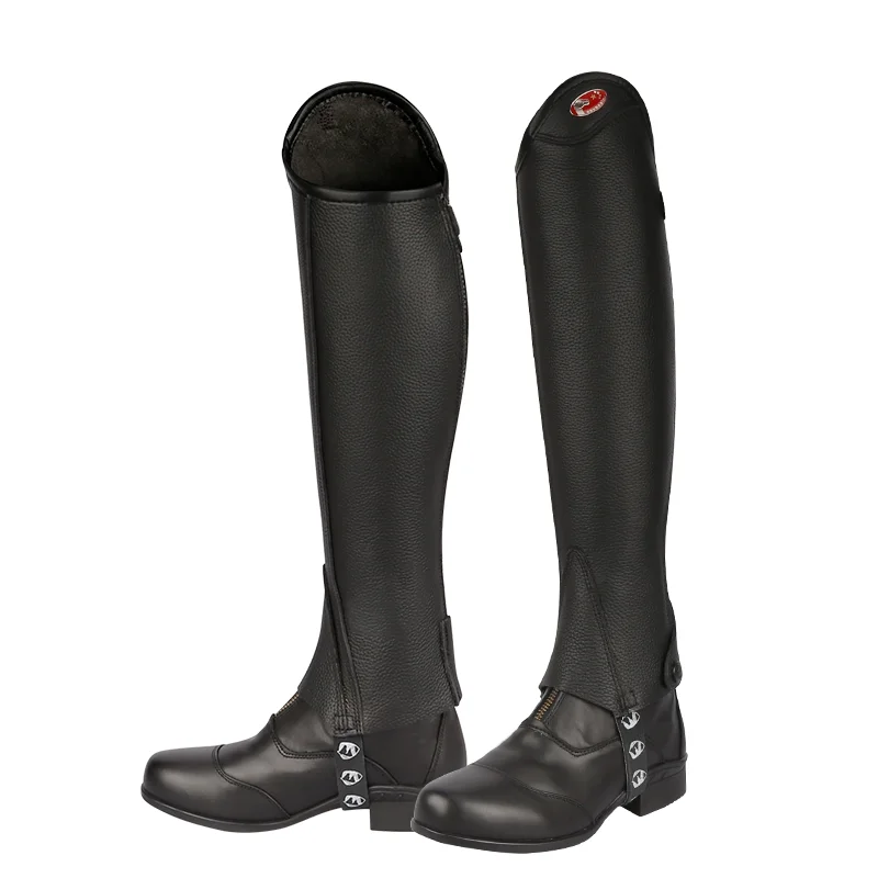 Cavpassion-Horse Leg Guard Equipment, Cow Leather, Lengthening Chaps for Horse Riding with Lined Micro-Fiber,